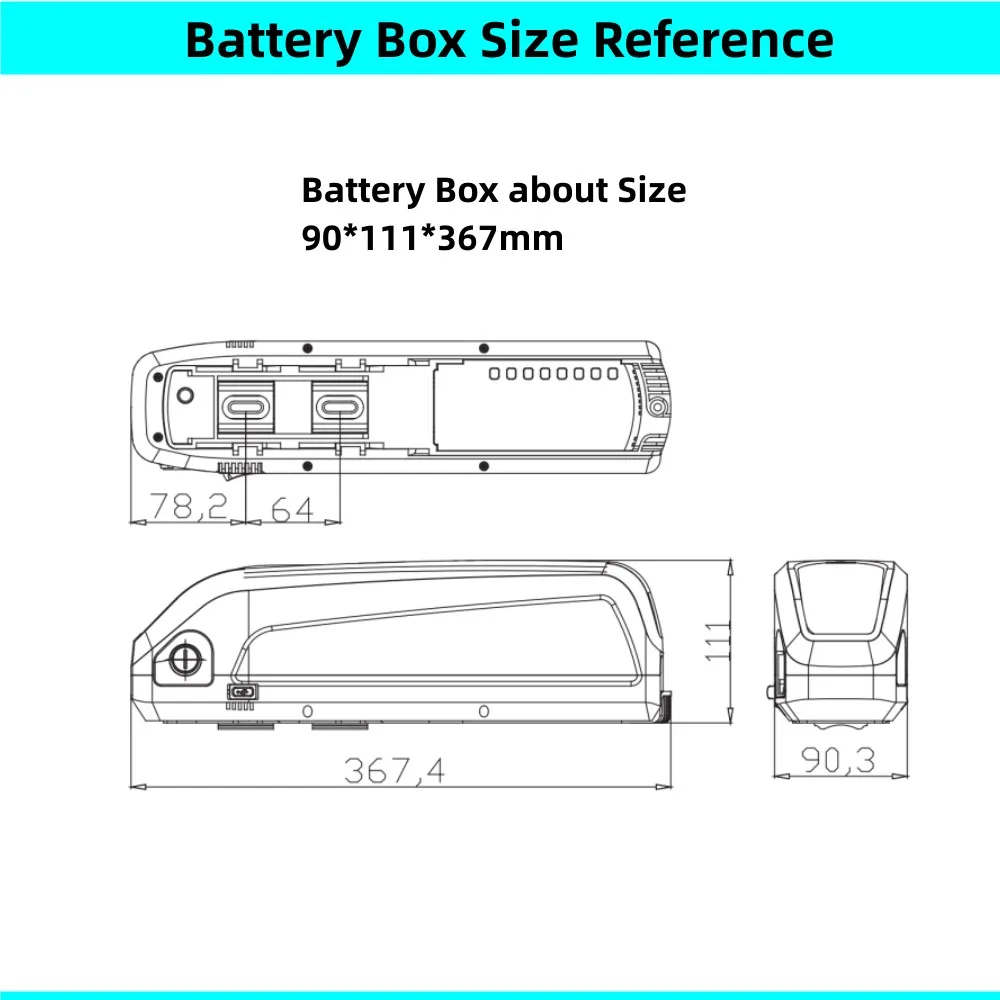 Big Hailong 1-2 Shark Ebike Battery Box Battery Case 24V 36V 48V 52V 60V Down Tube Battery Case z uchwytem do montażu na wsporniku