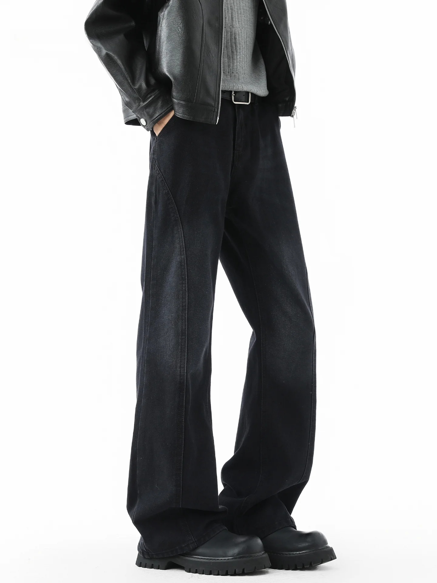 

American High Street Deconstructed Knife Jeans Men's Autumn Winter Waed Vintage Straight Leg Loose Casual Long Pants