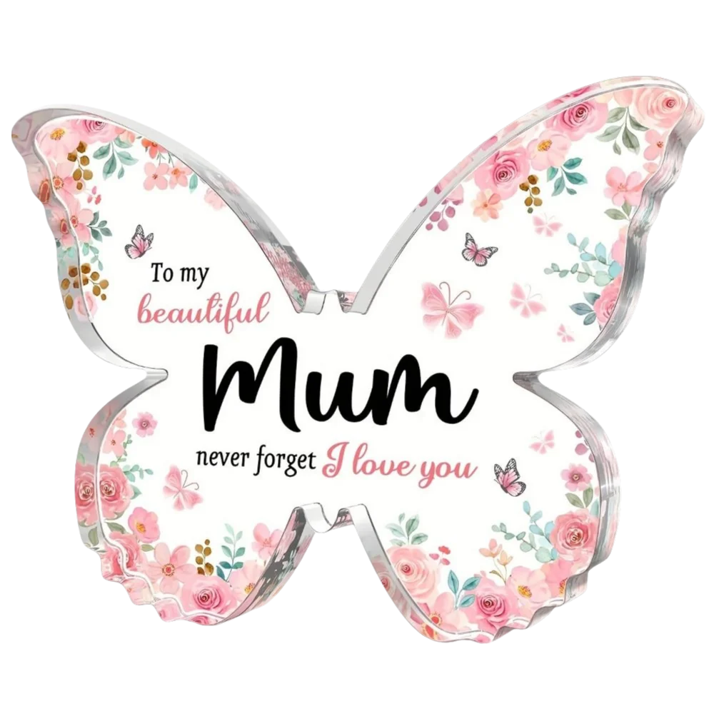 Sweet Creative Butterfly-Shaped Acrylic Plaque Acrylic Decorations Clear Butterfly Ornaments Beautiful Gifts for Mum Mothers Day