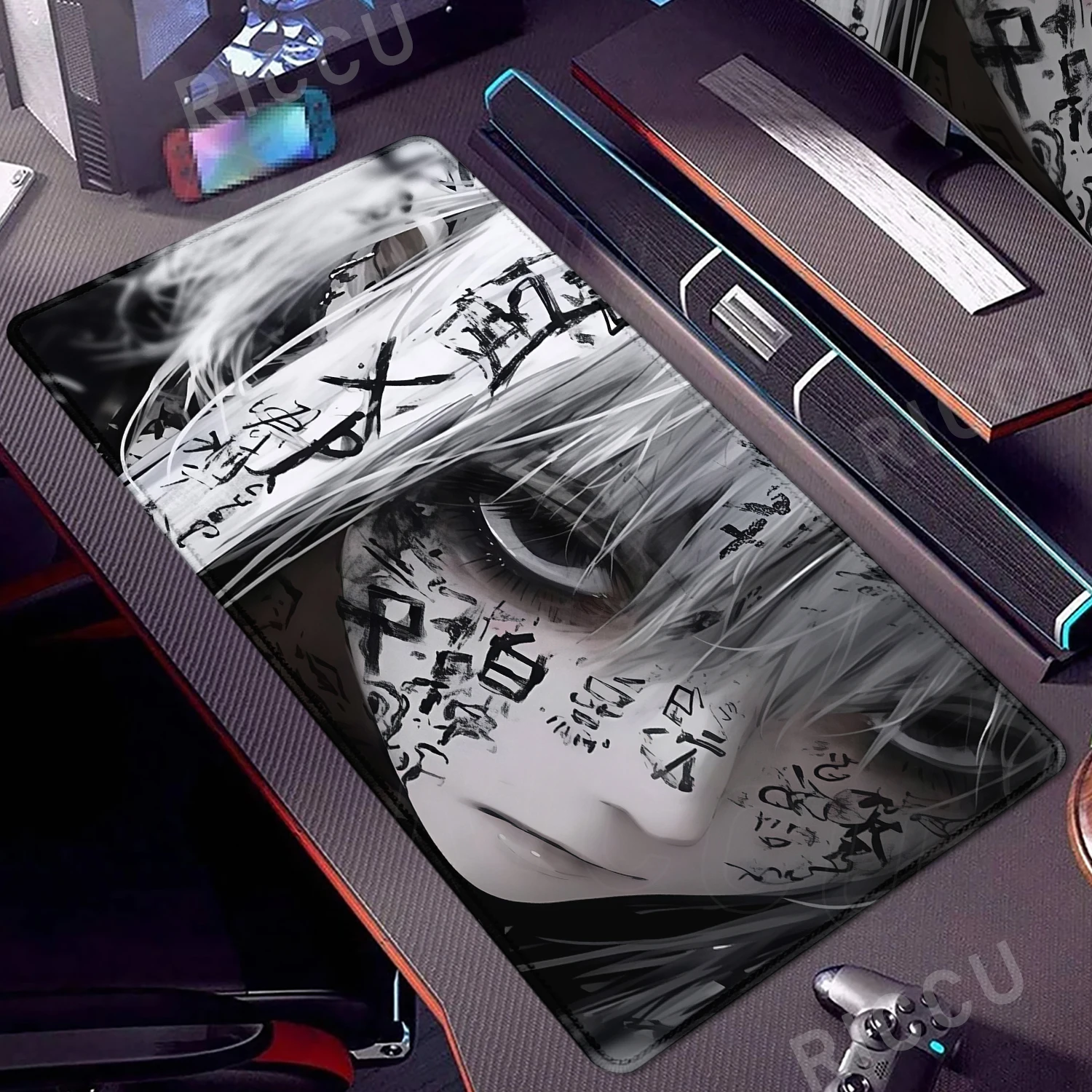 Эстетический коврик для мыши в стиле аниме для девочек, аксессуары для компьютерного игрового стола, 400x900 мм, большой коврик для мыши для геймера, удлиненный текстовый художественный коврик для стола, ковер