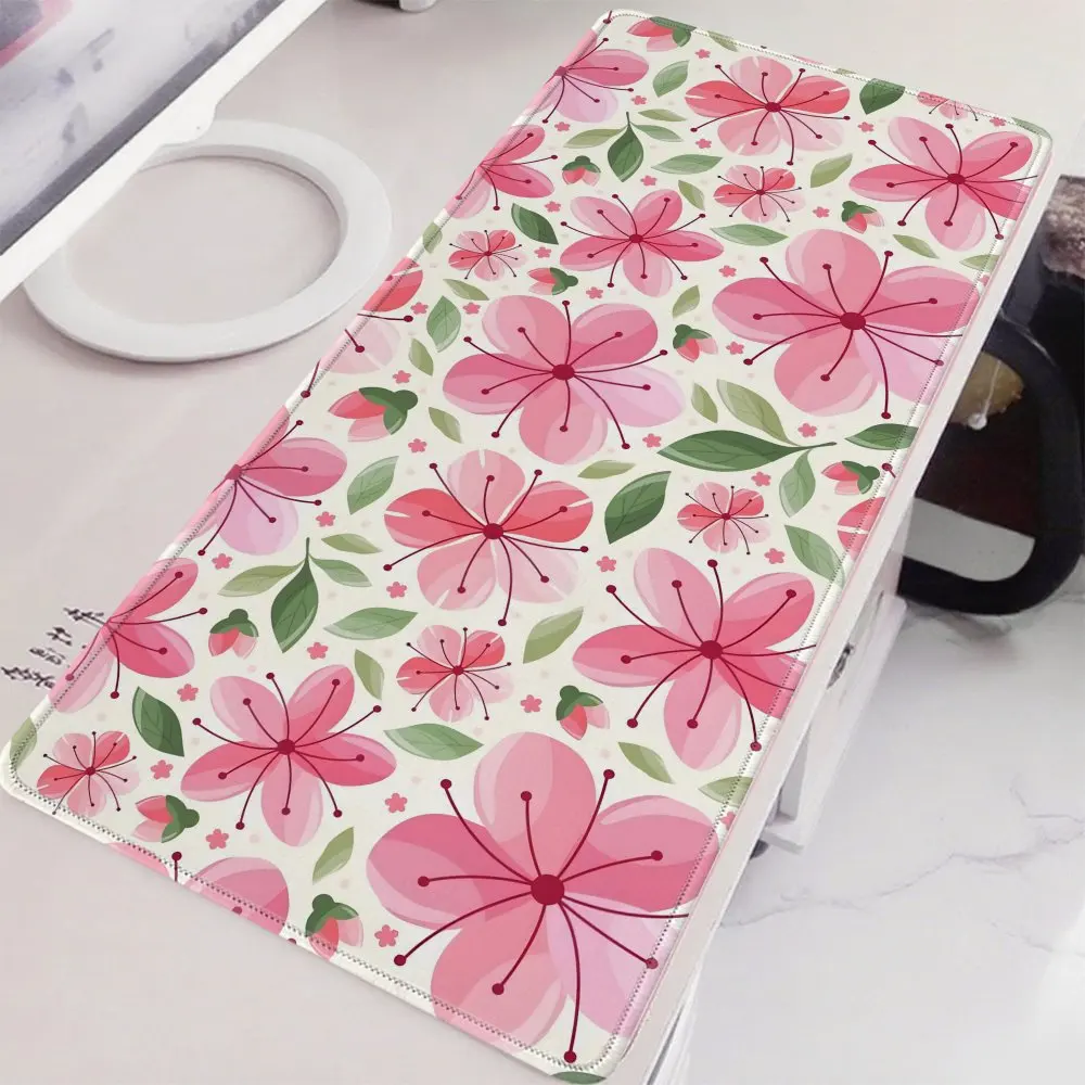

Розовый коврик для стола с цветочным узором из цветов вишни, милый эстетичный резиновый коврик для мыши для геймеров