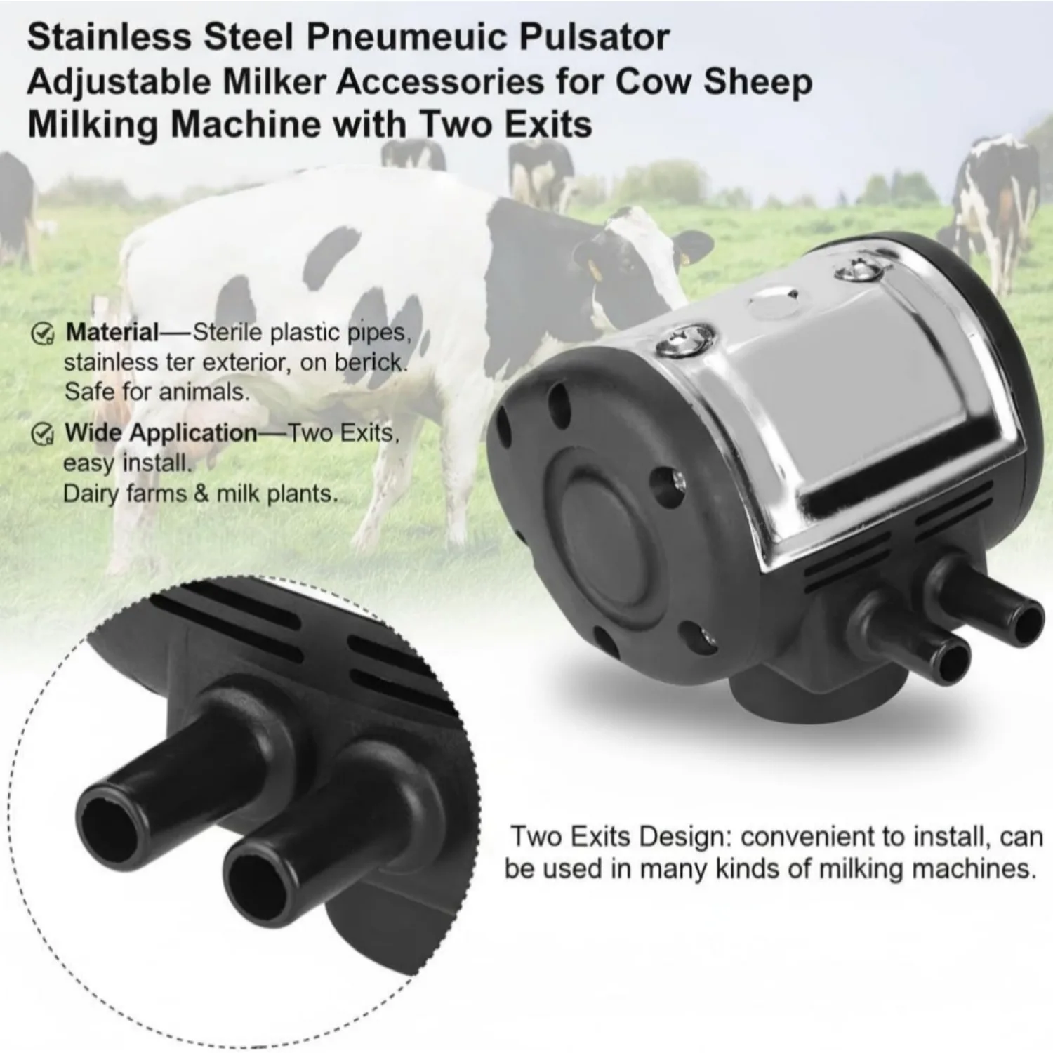 L80 Pneumatic Pulsator Vacuum Milking Pulsator Machine 2 Exits Stainless Pneumatic Pulsator for Cow Sheep Milking Machine