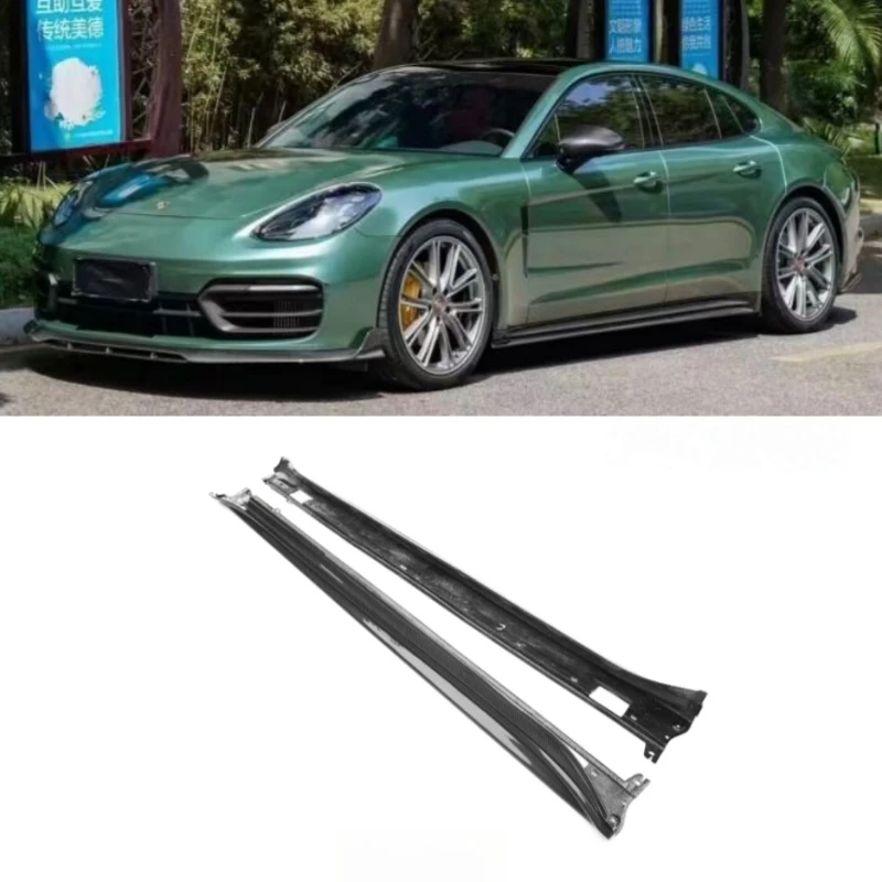 

For Porsche Panamera 971 Turbo S GTS 2017-2023 Real Carbon Fiber Side Skirt Lip Spoiler Body Kit High Quality Modify Splitter