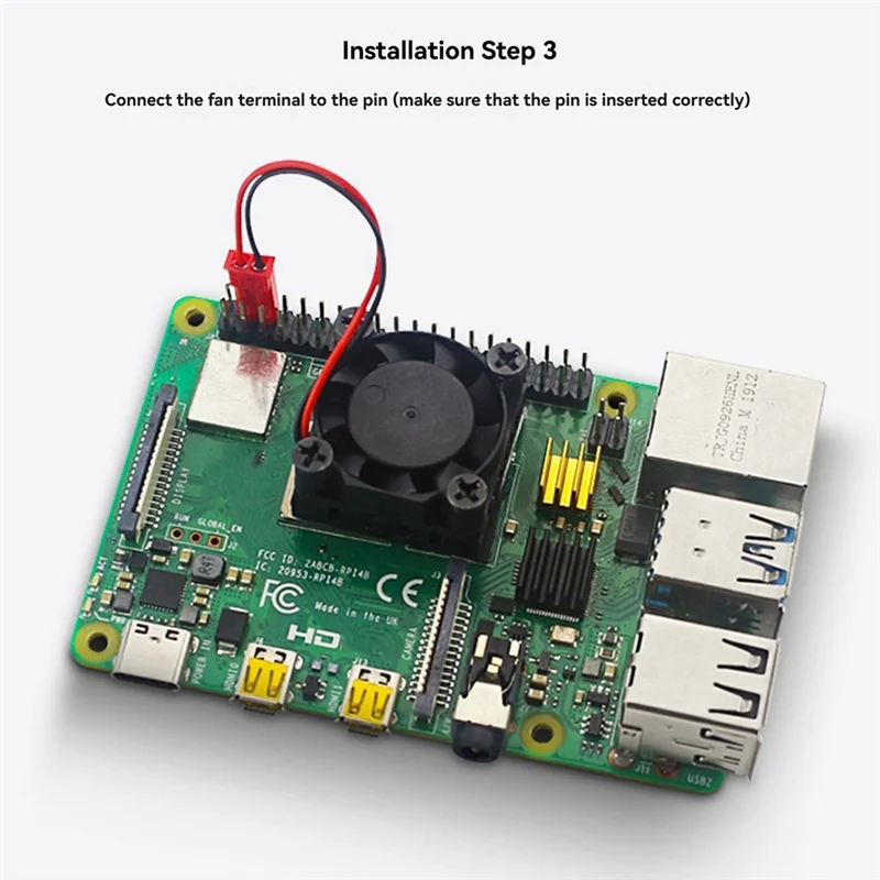 For Raspberry Pi 4B Cooling Fan Kit With Aluminum Heat Sink And Silicone Pad Enhanced Cooling For Optimal Performance