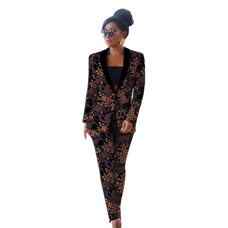 Ankara Fashion Original Design Women's Suit Festivel Blazers With Straight Pants Tailor Made African Print Party Garment