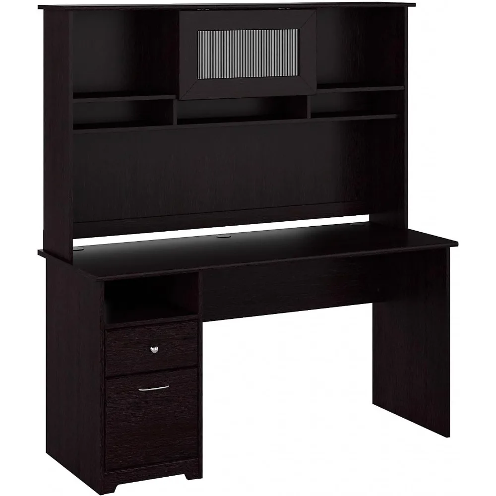 

Cabot 60W Computer Desk with Hutch and Drawers in Espresso Oak