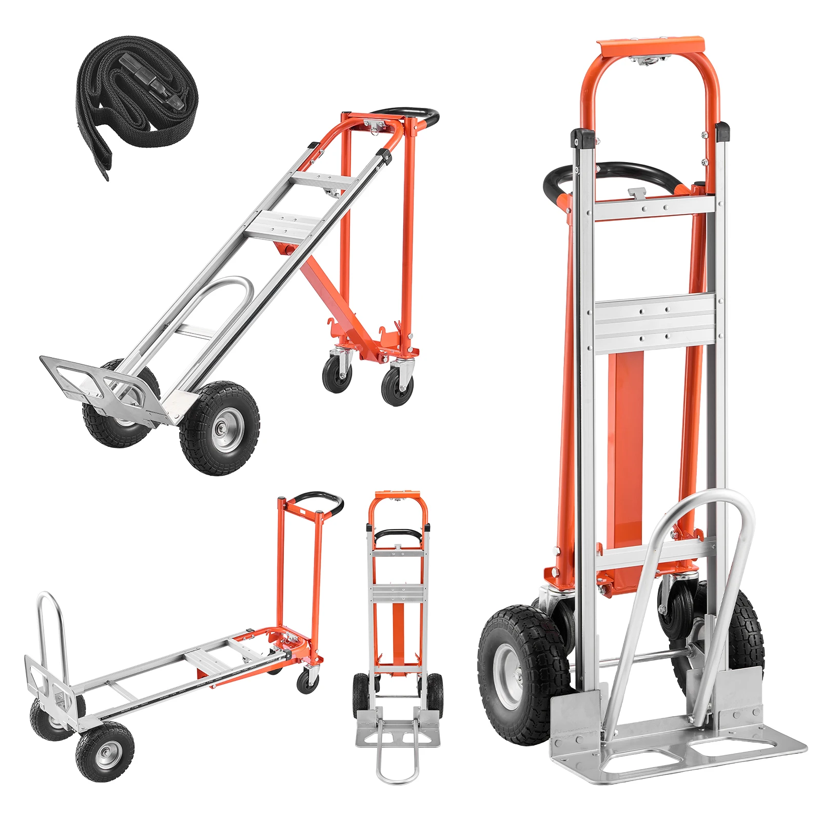 SucceBuy 1000 lbs 4 in 1 Hand Truck Convertible Dolly with Non-Slip Handle Aluminum Alloy Portable Trolley for Moving Home