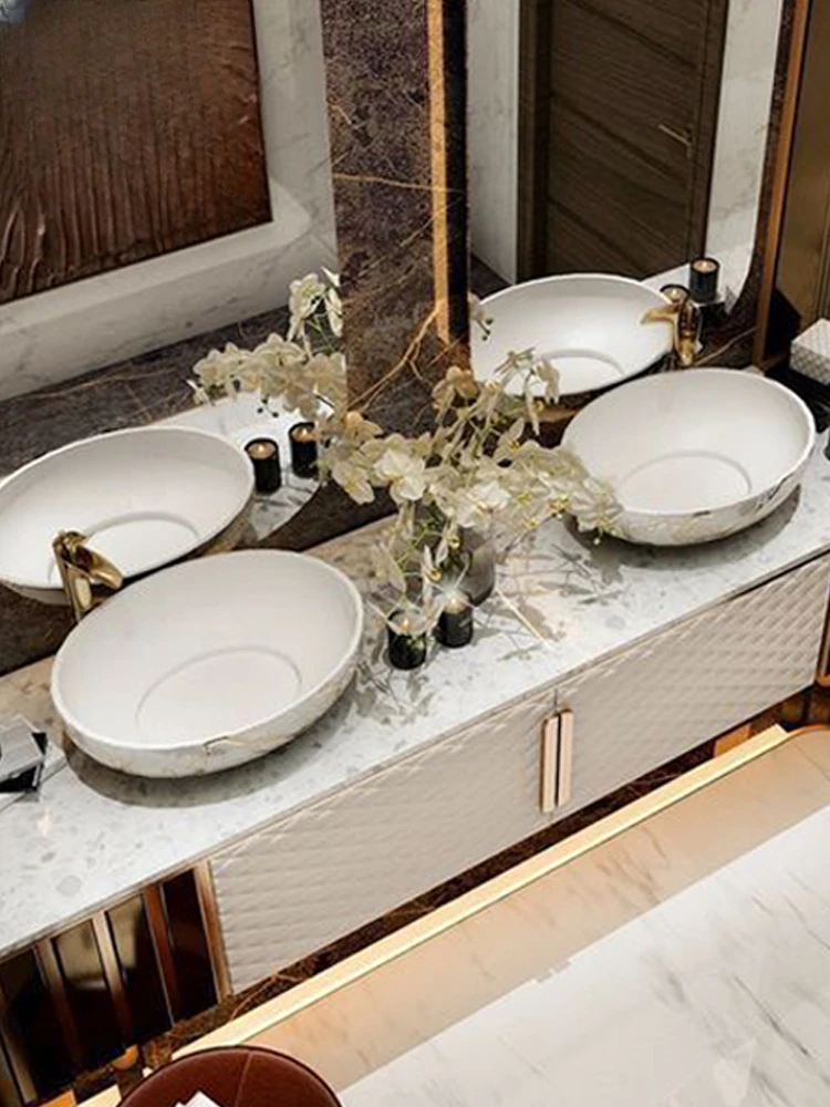 Villa Hotel Style Italian Designer Light Luxury Bathroom, Wash Table, Wash Hands, Pool, Bathroom Cabinet Combination Set