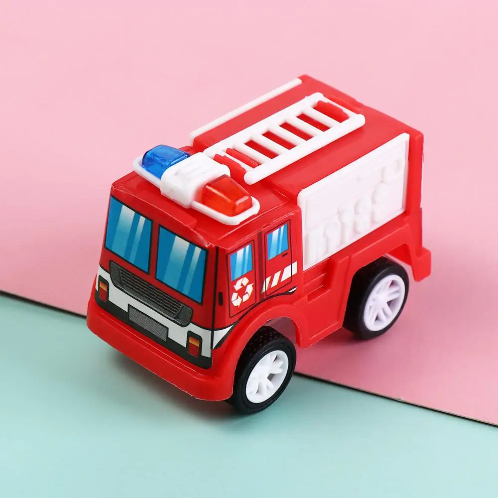 Caminhão de bombeiros imprensa e ir carro brinquedo veículo móvel carro de polícia inércia brinquedo bonito montessori puxar para trás carro de brinquedo