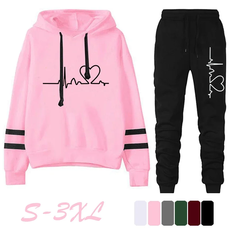 Damski dres casualowy w paski, uniwersalna bluza, czarne spodnie dresowe, luźny krój, wysokiej jakości zestaw, pojedynczy element, bluzy z kapturem, spodnie.