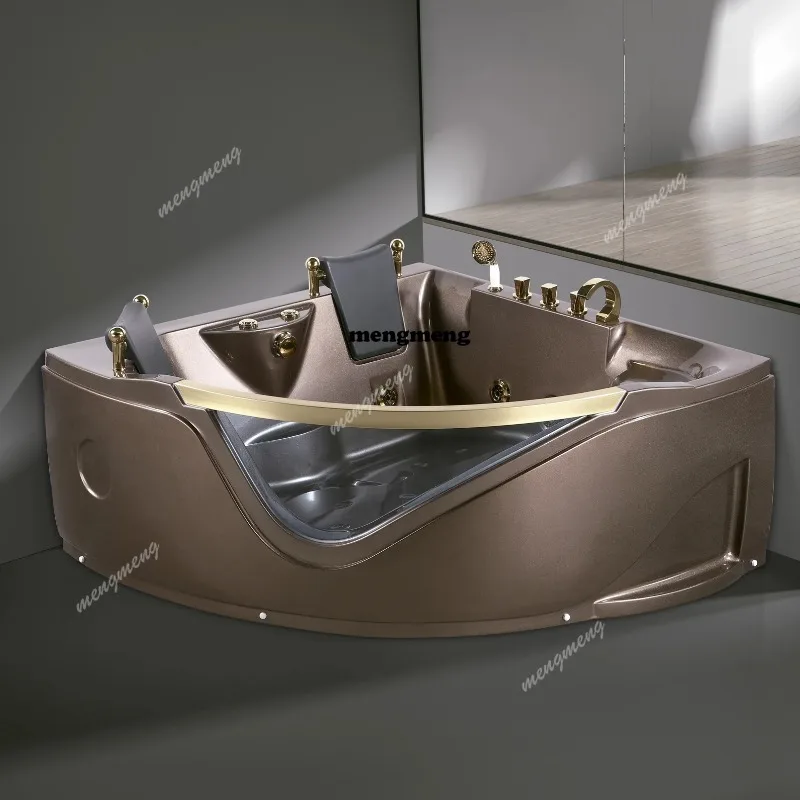 Bathroom Wall Corner Whirlpool Bathtub Chromotherapy Indoor Spa Double People Surf Massage Tub