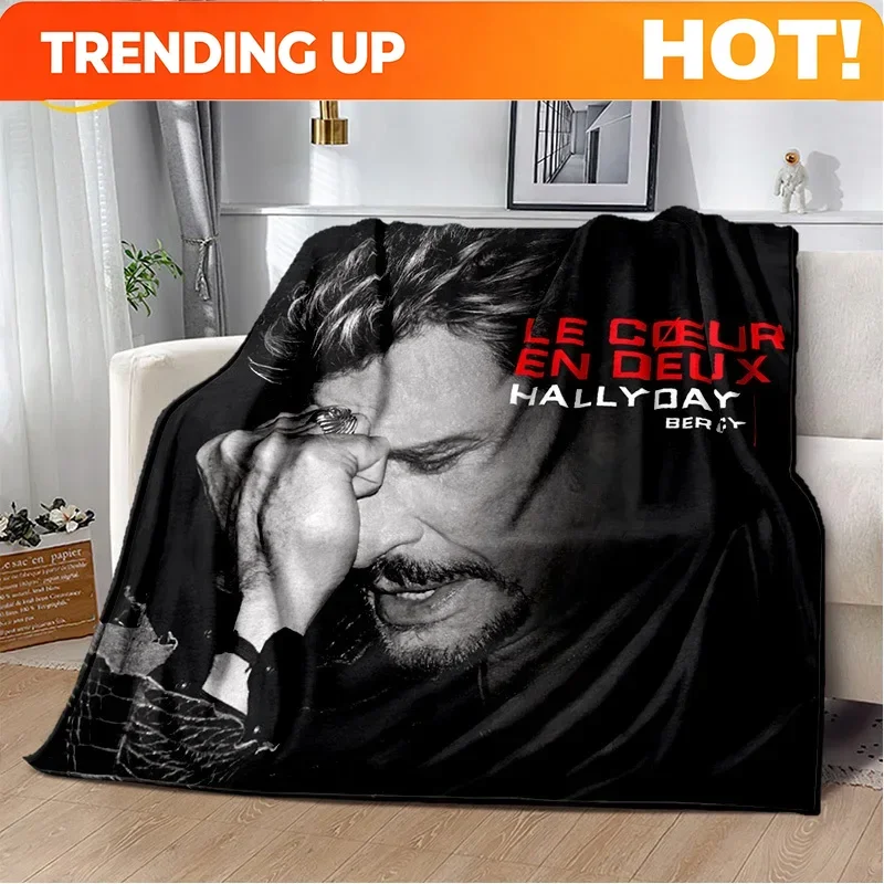 Customize 3D Printing Johnny Hallyday Rock Star Soft Flannel Blanket for Beds Bedroom Sofa Picnic,Throw Blanket for Outdoors Lei