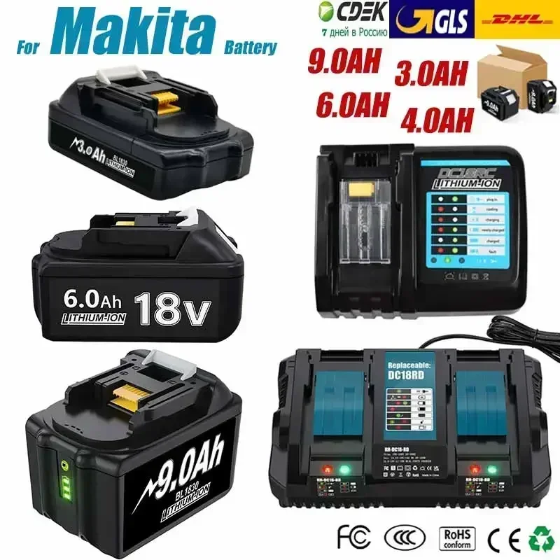 

For Makita Rechargeable 18V 3.0AH/4.0AH/6.0AH/9.0AH Li-Ion Battery BL1830 BL1815 BL1860 Replacement Power Tool Battery/charger