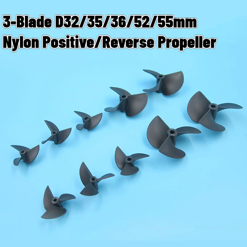 

RC Boat 3-Blade Nylon Paddle Positive/Reverse Propeller D32/35/36/52/55mm Central Aperture 3/4/4.8mm Thread Pitch 1.4/1.9/80mm