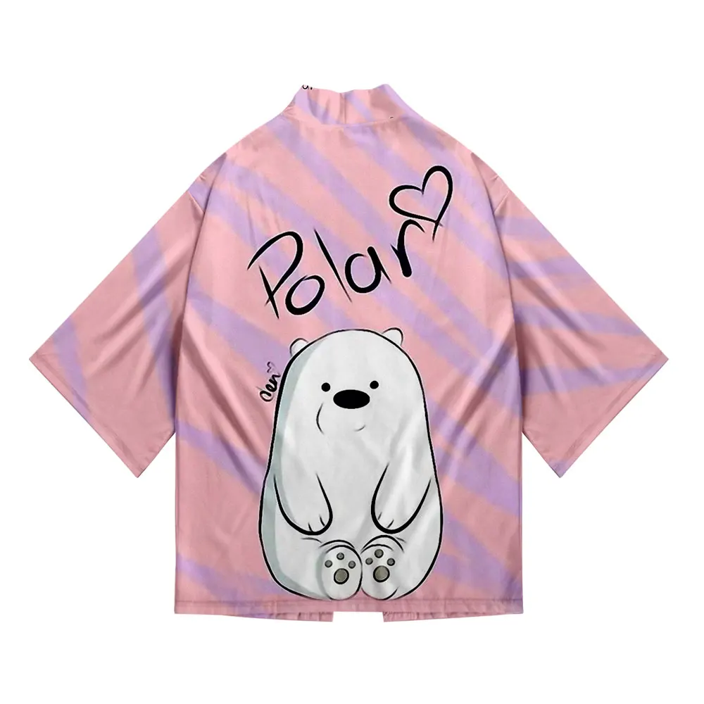 Bare bear printed kimono game cosplay cardigan top home casual sexy short robe outerwear pajamas short bathrobe 100-6XL image 5