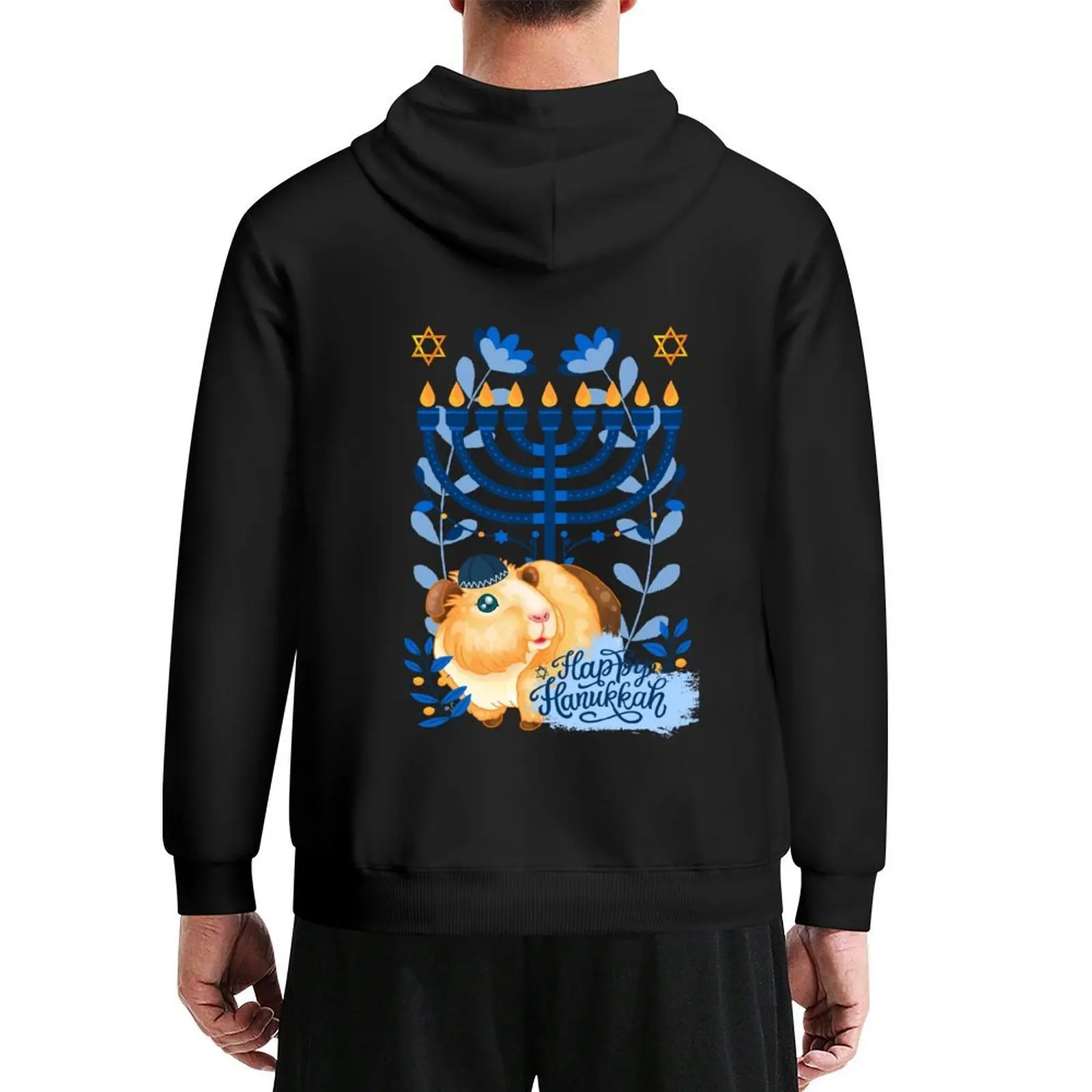 

Hanukkah Guinea Pig Hoodie men's sweat-shirt set autumn jacket men mens clothing korean style clothes man hoodie