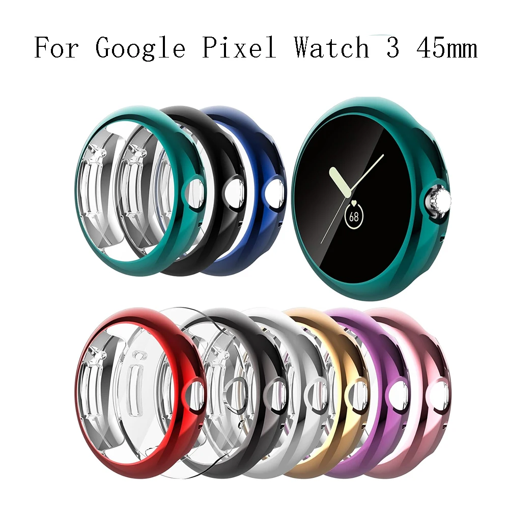 �y�Z�[�����zGoogle Pixel Watch 3�p�X�N���[���v���e�N�^�[�P�[�X,���h�~�ی�\�t�gTPU�J�o�[,45mm