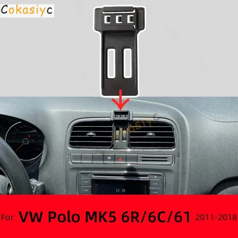Suporte para telemóvel para Volkswagen VW Polo MK5 6R 6C 61, modelos de 2011 a 2018, 2013. Base de suporte fixa especial para carregamento sem fios. A
