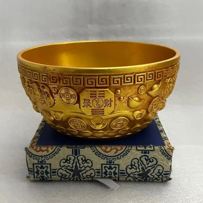 Gilt copper ornament, treasure bowl craft, living room opening gift, travel souvenir