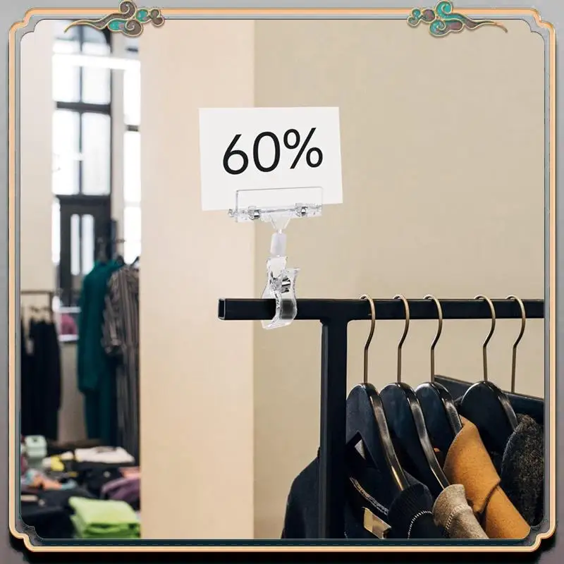 Durable 30PCS Clear Sign Clips For Display, Sign Holder Clips For Retail, Plastic Price Sign Clamps Label Tag Acrylic Clips