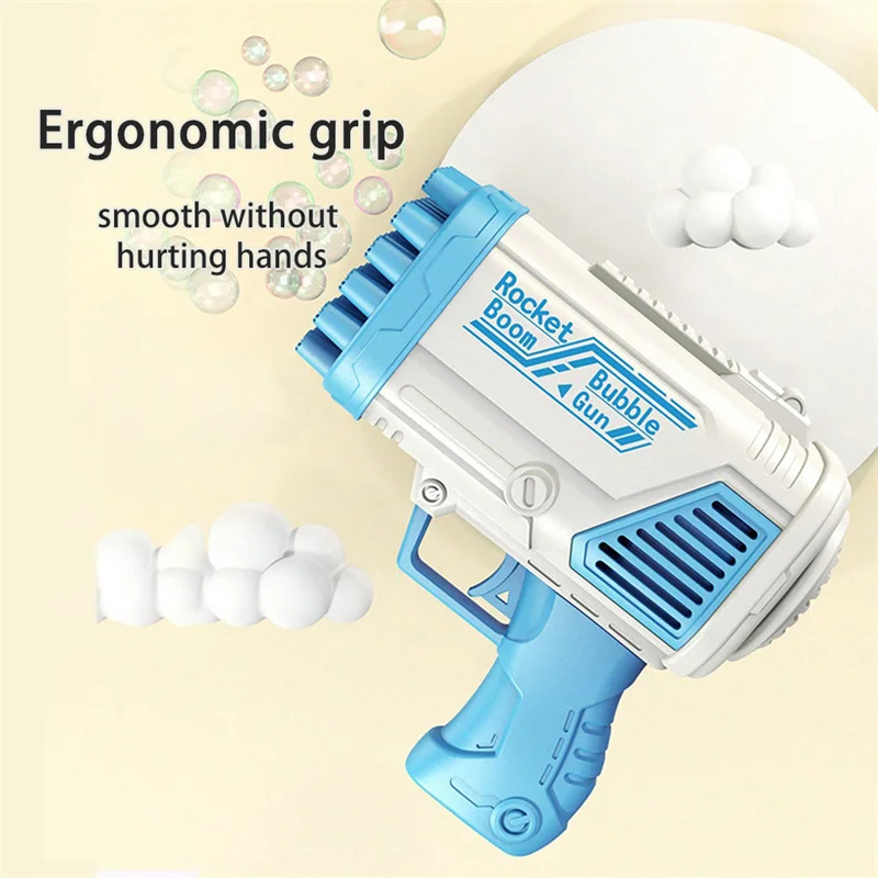 Máquina elétrica de bolhas gatling com 32 buracos, totalmente automática, portátil, quebra-cabeça para crianças ao ar livre, brinquedos sem baterias e bolhas