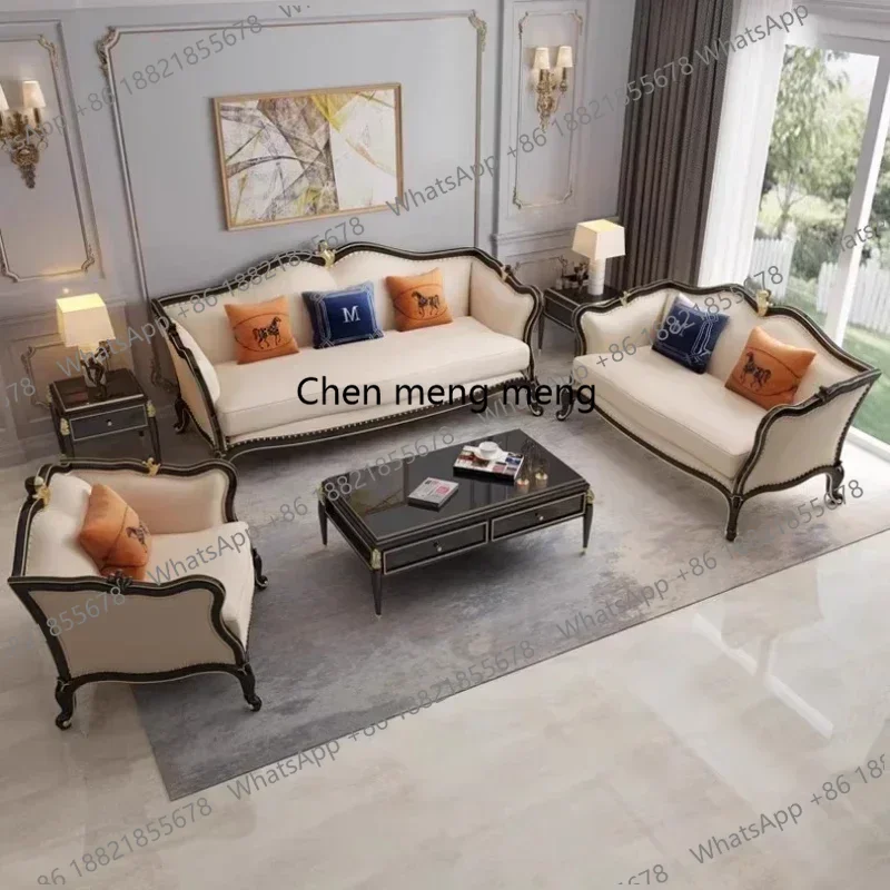 

Luxury Leather Living Room Sofas American Modern Solid Wood Living Room Sofa Elegant Ergonomic Muebles Postmodern