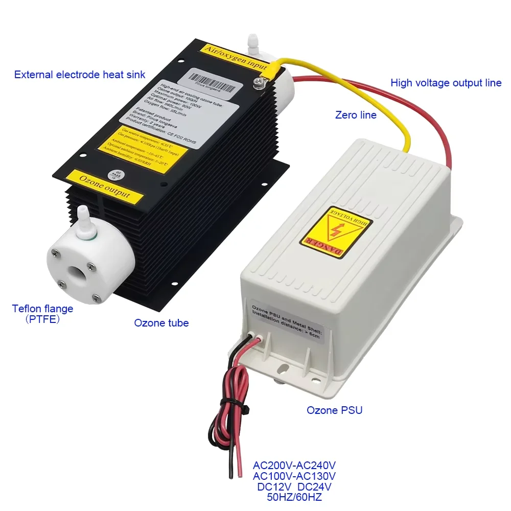CE FCC ROHS منتج حاصل على براءة اختراع 10 جرام/ساعة 10 جرام DC12V DC24V AC240V مجموعة مولدات الأوزون وحدة كبيرة الحجم مصدر الطاقة بحد أقصى 150 وات