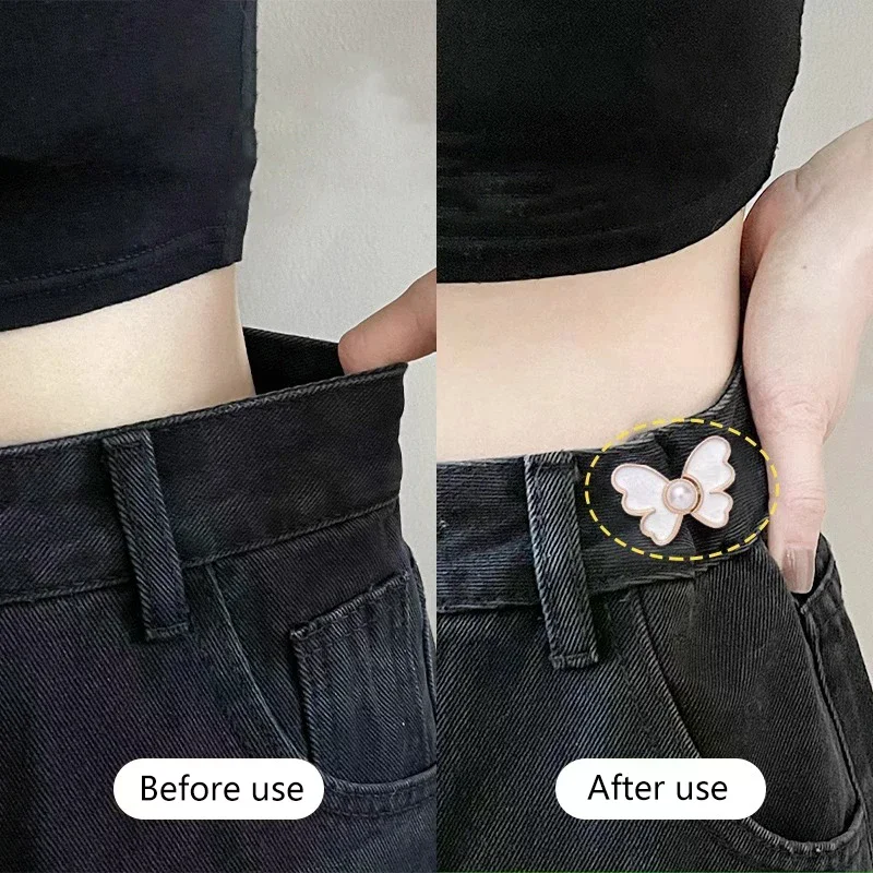 Butterfly Jeans Button Adjustable Clips For Pant Skirts Waist Tightener Buckle Snap Button Adjuster Pants Pin Retractable Button