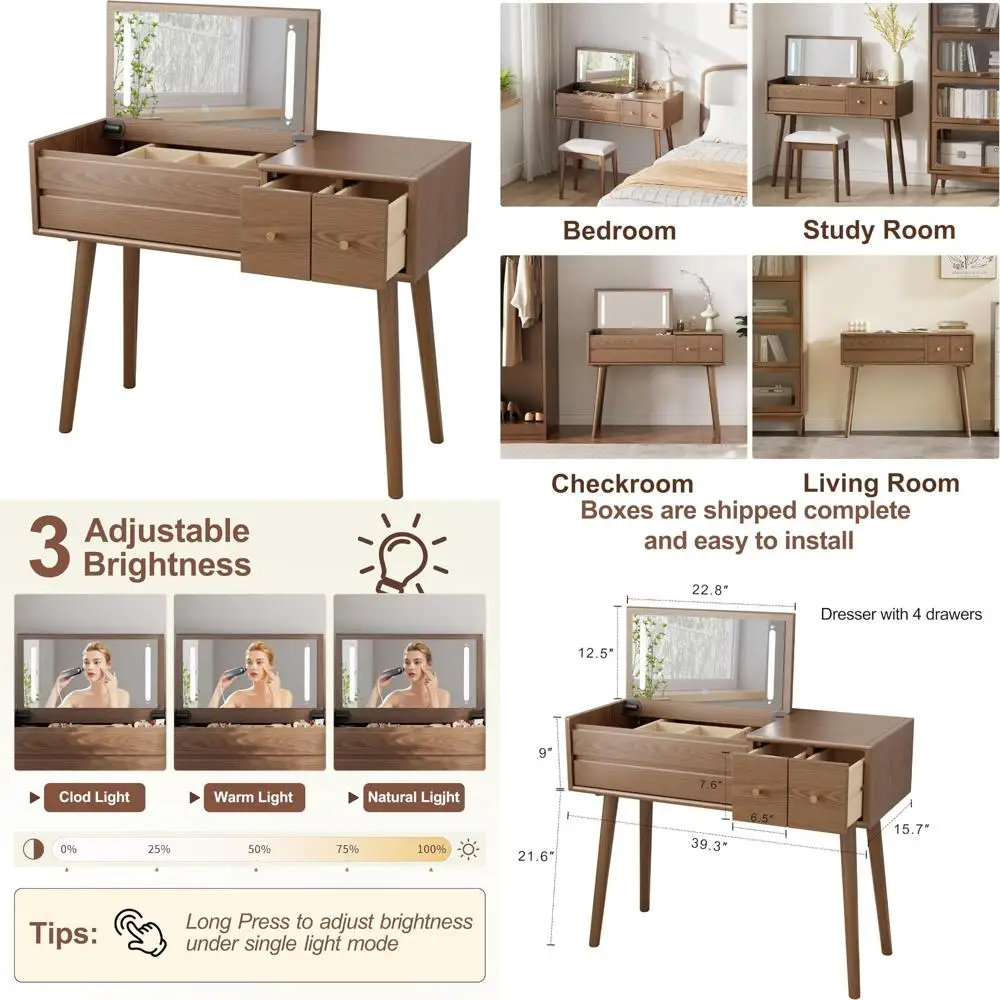 40" Wooden Makeup V…