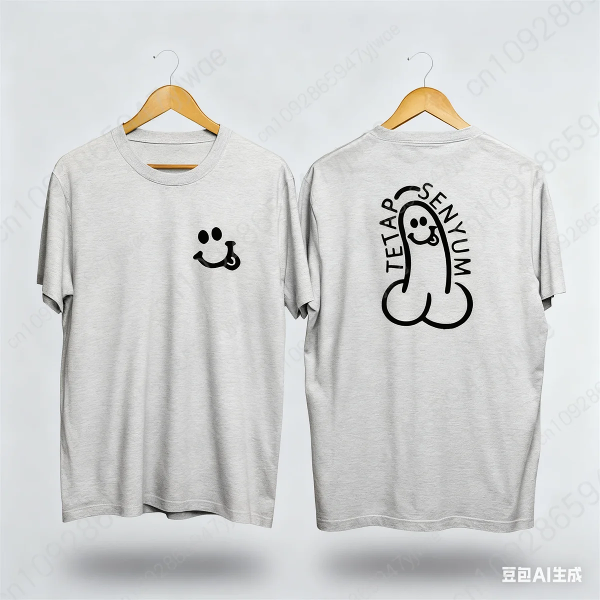 الرجال الوجه المبتسم Teatp Senyum مزدوجة الوجهين المطبوعة الرسومات تي شيرت موضة شخصية القطن تي شيرت الصيف تي شيرت رجالي #4