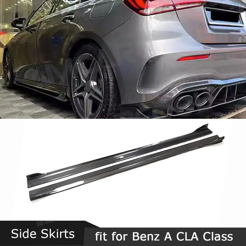 

JMCARCOOL боковые юбки из углеродного волокна, удлинительная панель, разделитель губ для Mercedes Benz A CLA Class W177 W118 A35 CLA35 AMG 2019+