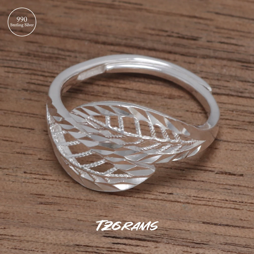 

Wholesale Sterling Silver Simple Women Ring White Gold Plated Leaves Rings For Elegant Women Birthday Party Jewelry