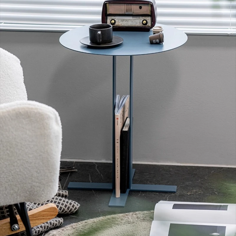 

Ins Style Nightstand Modern, Iron Living Room Corner Table Safety, Balcony Round Table Leisure, High-End Bedroom Shelf Storage