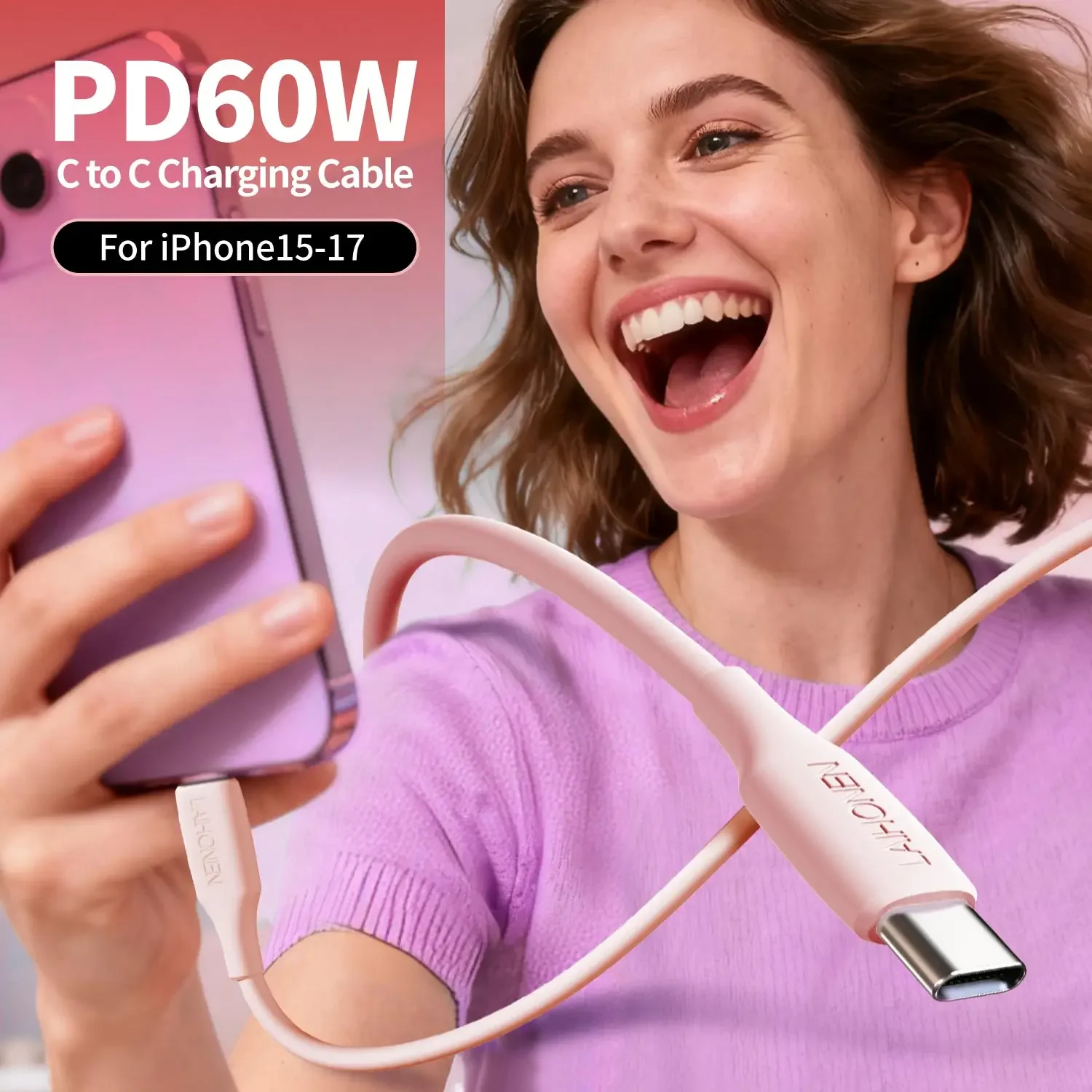 

2PCS USB-C Cable [6ft], 60W Fast Charging Type-C Silicone Cable, for iPhone 17/16/15 Pro Max, iPad Pro