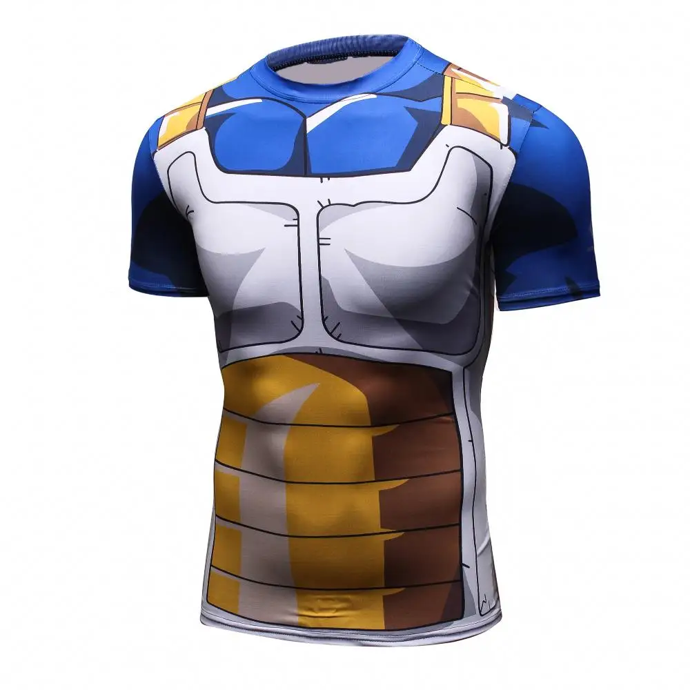 Dragon Ball Compression Men Clothing Custom Short Sleeve Tops Gym Rashguard Digital Sublimation Printed T-Shirts Streetwear