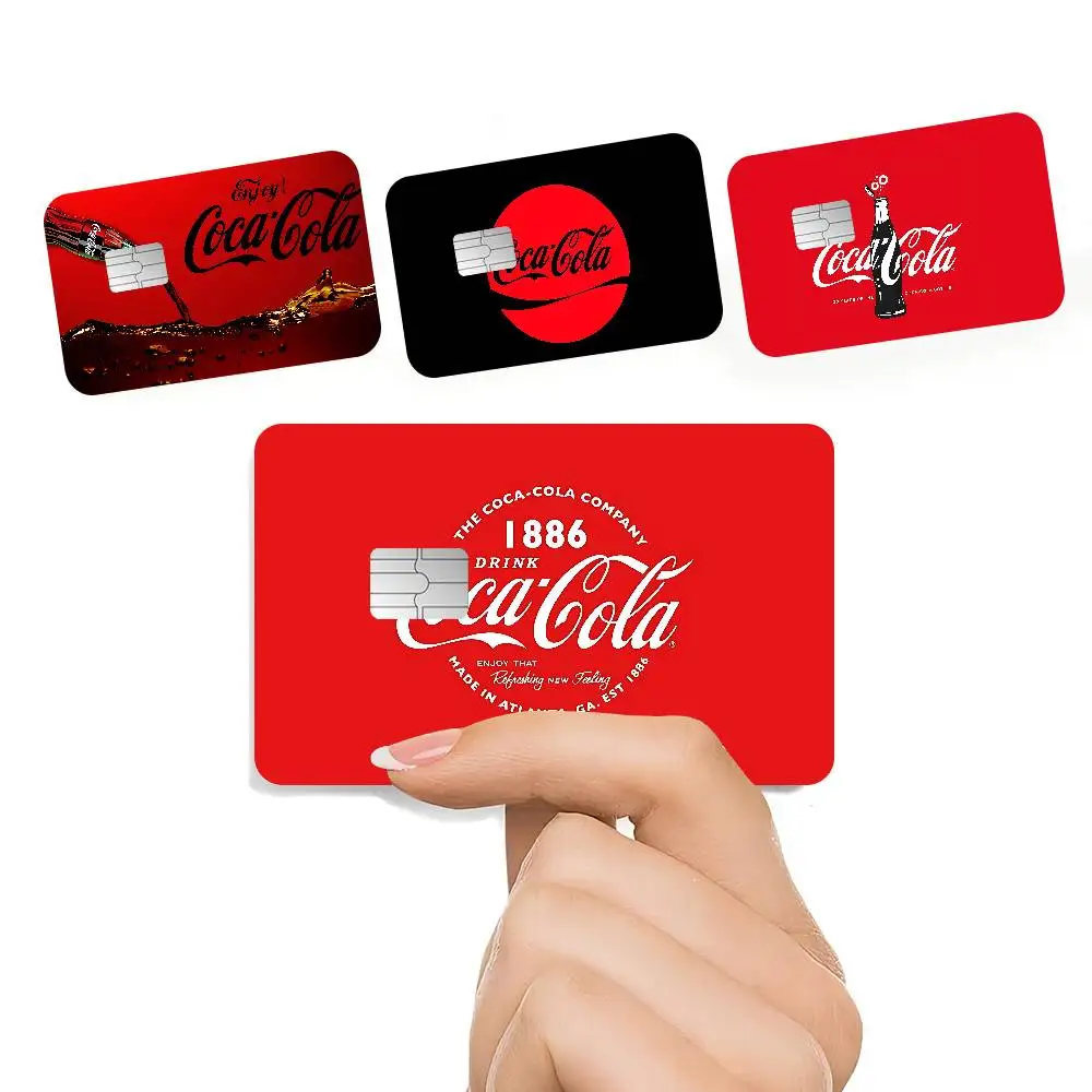 C-Coca C-cola - Funda Adhesiva con Diseño Vintage de Oso de Dibujos Animados para Tarjetas de Crédito/Débito Grandes (Parte Delantera)