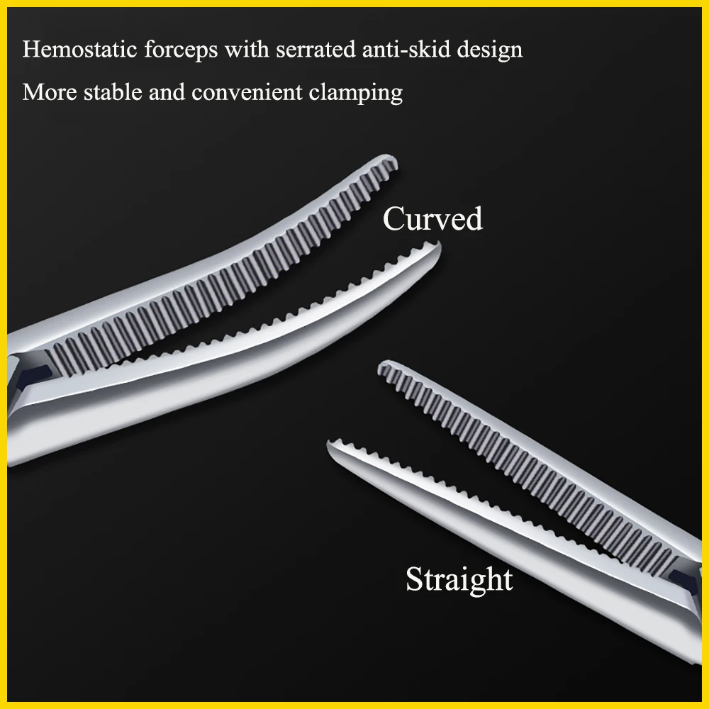 1PCS Pet Stainless Steel Hemostatic Forceps Surgical Suture Needle Holding Elbow Straight Tip Clinic Vascular Plucking Traction