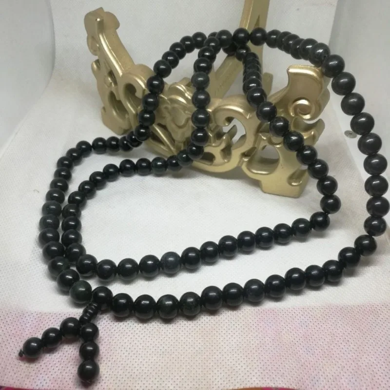 

Natural Ink Jade Buddha Beads Herb King Stone Bracelet Unisex Necklace Jewelry