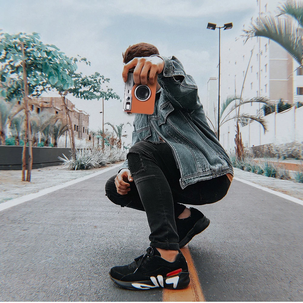 Instant Camera Storage Bag Suitable for Fujifilm Instax Mini Evo Leather Vintage Camera Bag Leather Case with Shoulder Strap