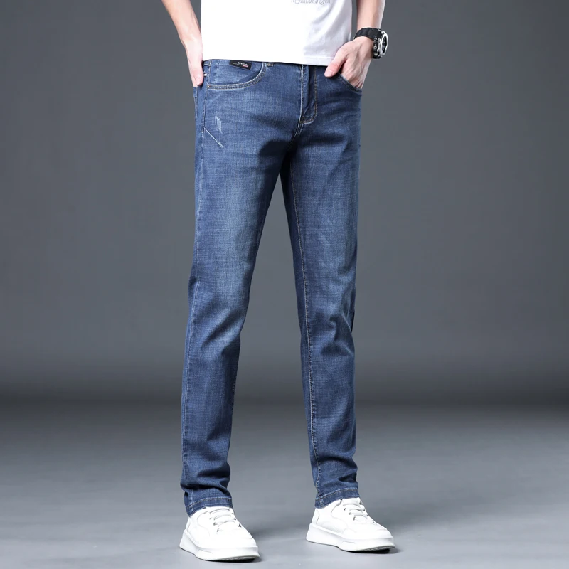 New Summer Thin Versatile Fashion Elastic Men's Denim Pants Straight Leg Casual Jeans skinny jeans streetwear men