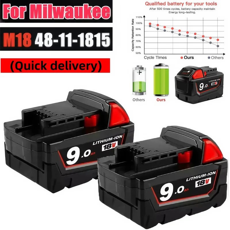 

Milwaukee M18 18V Replacement For Milwaukee M18B5 XC 6000mAH/9000mAH Li-ion battery 48-11-1815 48-11-1850 2604-22 2604-20