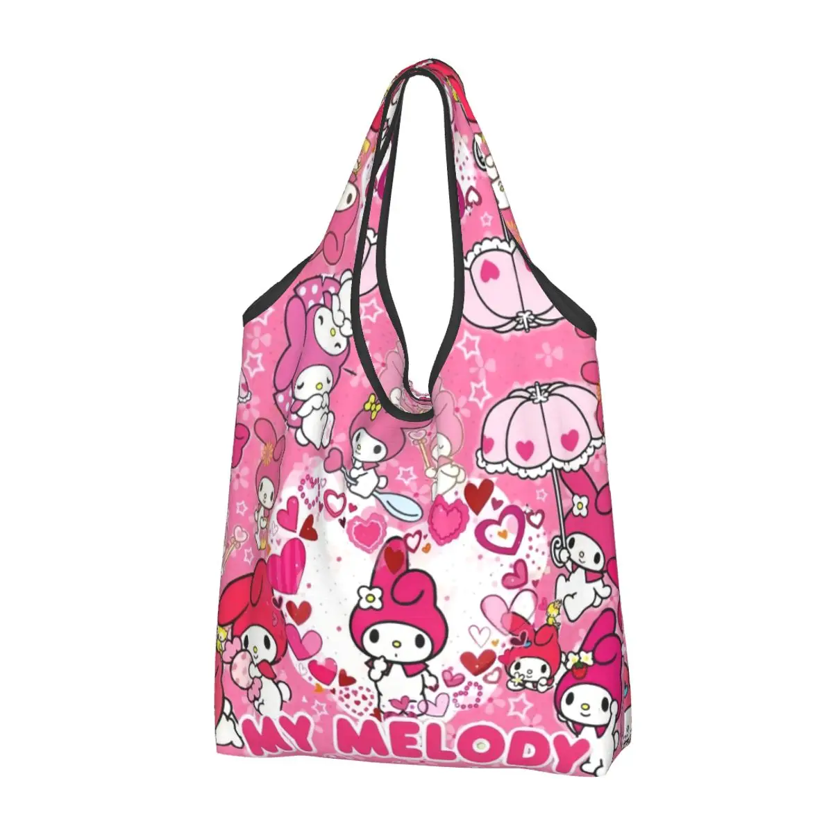 Custom Recycling Cartoon My Melody Sanrio Japan Anime Shopping Bag Women Tote Bag Portable Grocery Shopper Bags