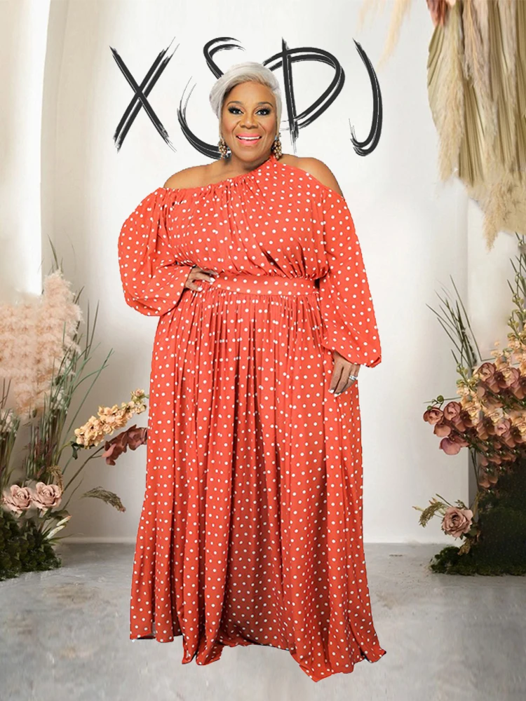 Maxi abiti lunghi larghi per le donne primavera elegante abito con spalle scoperte punti a vita alta abito Chic bohémien Plus Size vestiti da donna