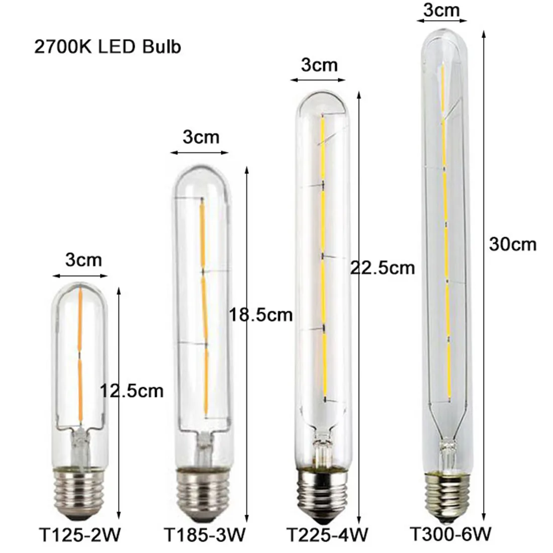 LED Filament T125 T185 T225 T300 Vintage Edison Bulb E27 Retro Incandescent Light bulb For Living Room Bedroom Dinning Room lamp