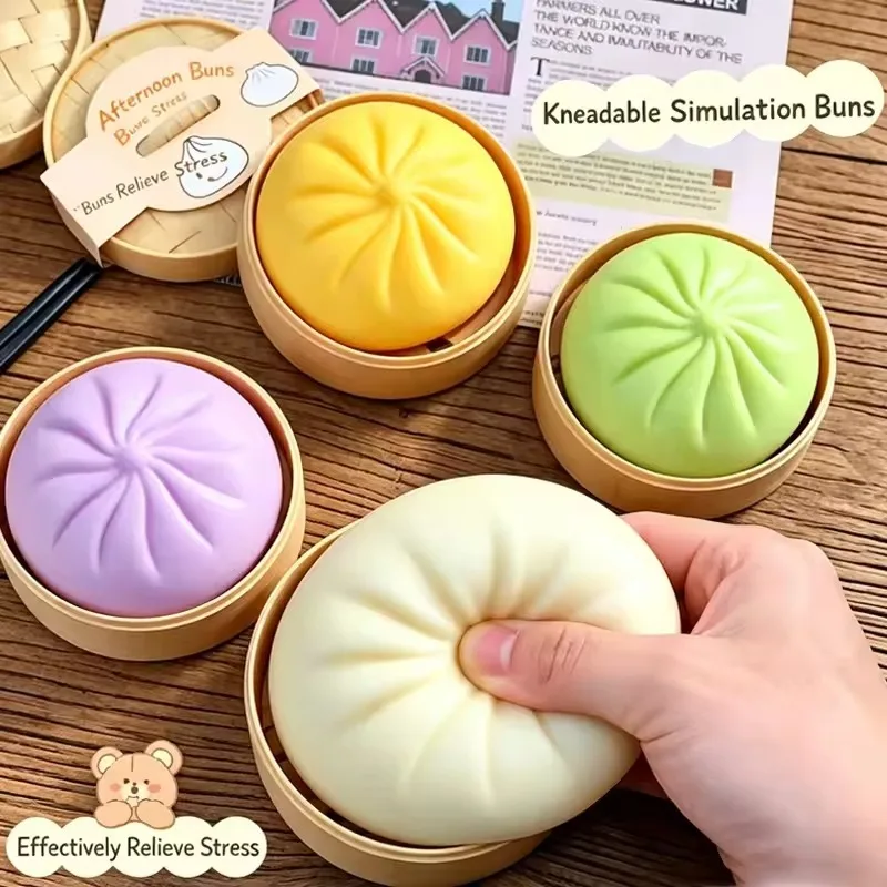 Simulation Bun Squishy Toy Soft Squeeze Toy Stress Relief Fidget Toy Hand Pinch Decompression Toy For Kids Gift