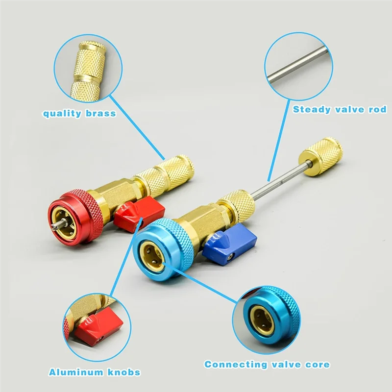 A27F-R134A Valve Core Quick Remover Tool Set(31Pcs), High& Low Pressure AC Installation Removal Device