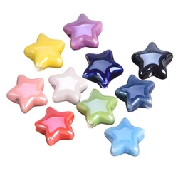 10pcs Star Shape 14mm Brilhante Handmade Ceramci Porcelana Solta Contas Para Jóias Fazendo Descobertas DIY