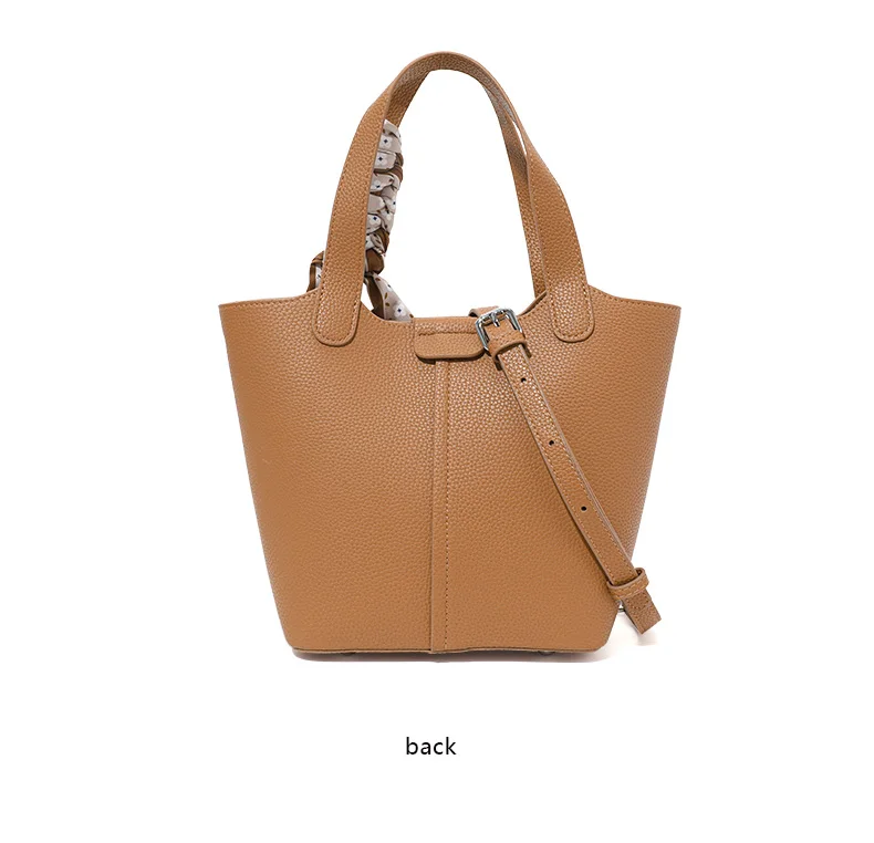 Aidrani Echtleder-Beuteltasche für Damen, Handtasche im Korbstil aus Rindsleder mit Litschi-Muster, vielseitige Umhängetasche für den Arbeitsweg – Detail 13