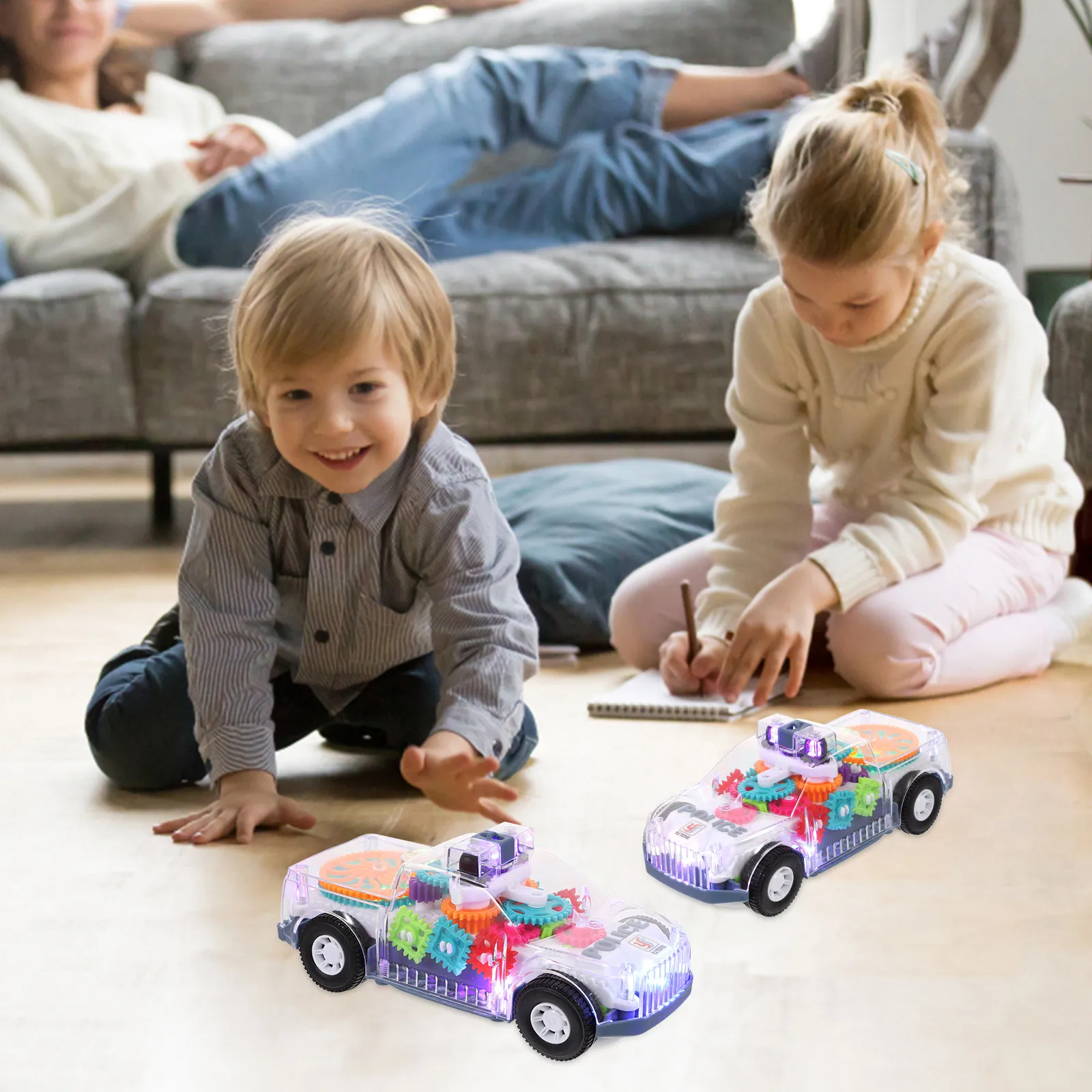 

Gear Car Light Up Electric Music Mechanical Moving Car for Toddler Parent Child Interaction Battery Operated Funny Creative Gift