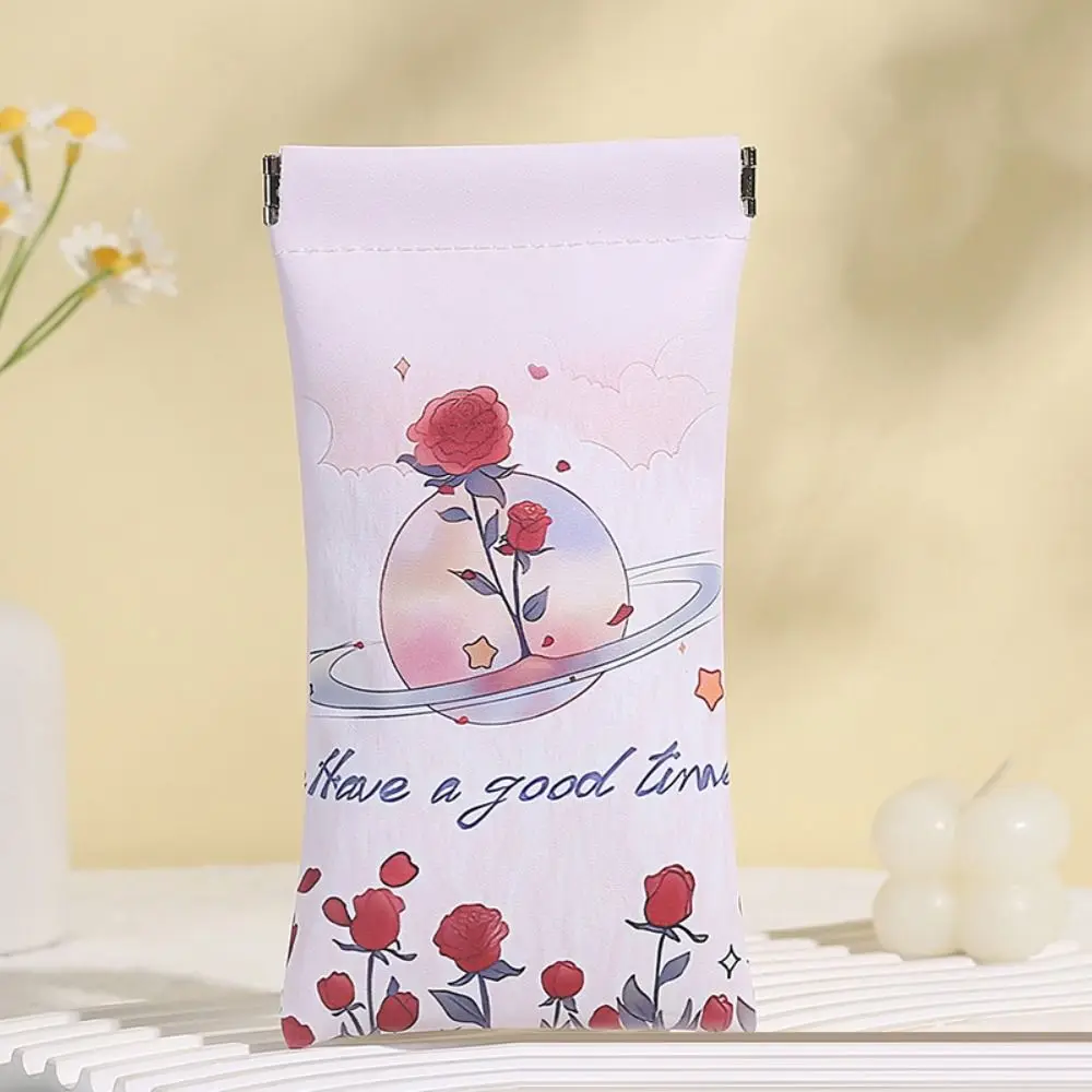 Automatic Closing Sun Glasses Case Oil Painting Soft Shell Sunglasses Protective Cover Portable PU Leather Eyewear Storage Bag